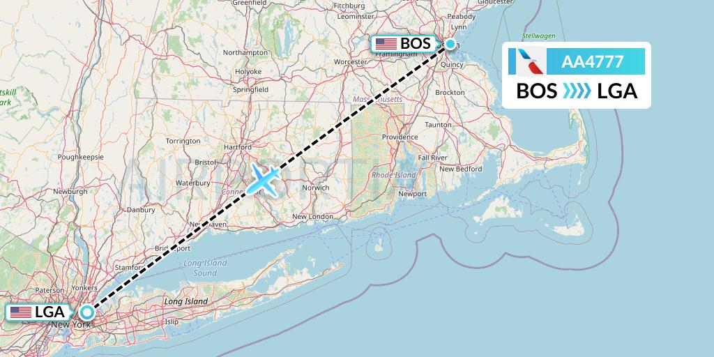 AA4777 American Airlines Flight Map: Boston to New York