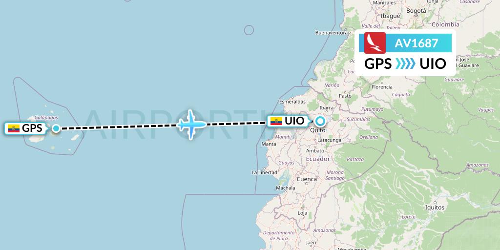 AV1687 Avianca Flight Map: Galapagos to Quito