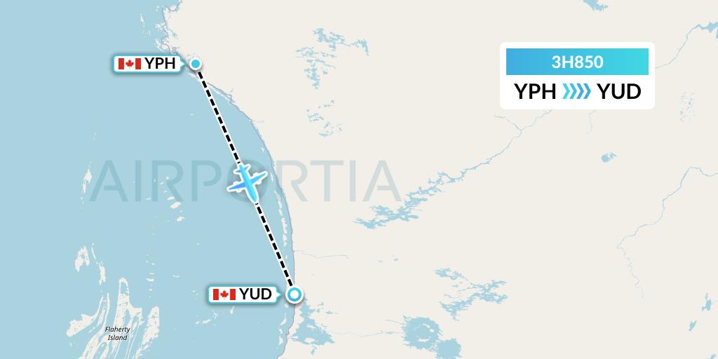 3H850 Air Inuit Flight Map: Inukjuak to Umiujaq