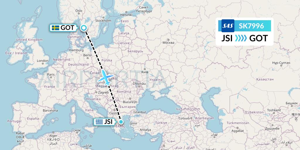 SK7996 SAS Flight Map: Skiathos to Gothenburg