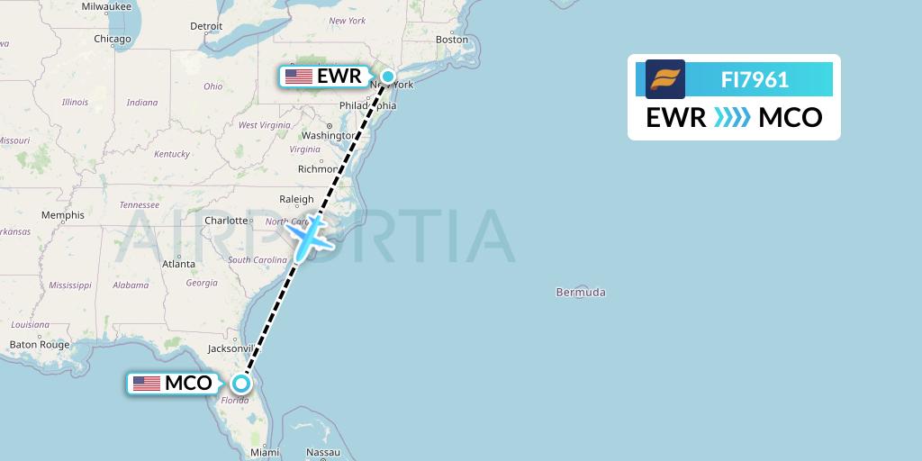 FI7961 Icelandair Flight Map: New York to Orlando