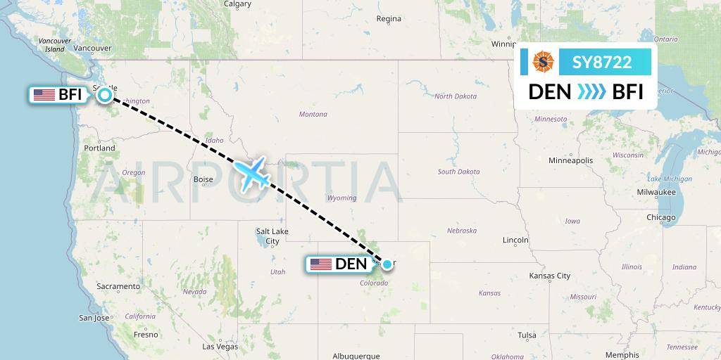 SY8722 Sun Country Airlines Flight Map: Denver to Seattle