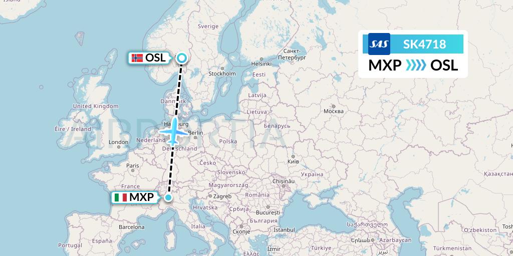 SK4718 SAS Flight Map: Milan to Oslo