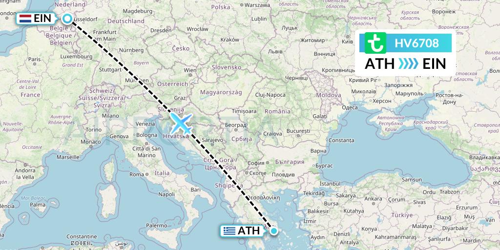 HV6708 Transavia Flight Map: Athens to Eindhoven