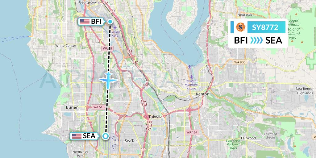 SY8772 Sun Country Airlines Flight Map: Seattle to Seattle