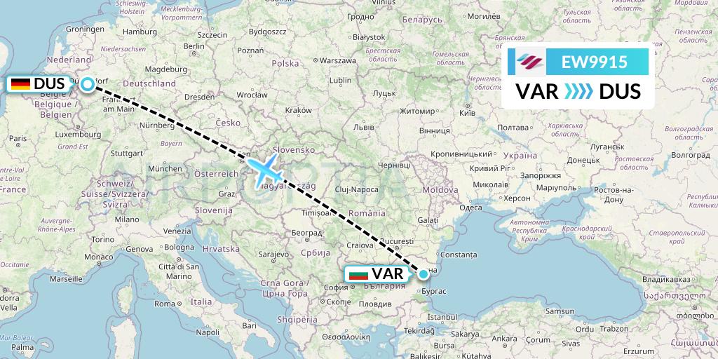EW9915 Eurowings Flight Map: Varna to Dusseldorf