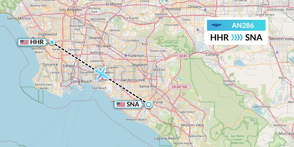 AN286 Advanced Air Flight Map: Hawthorne to Orange County
