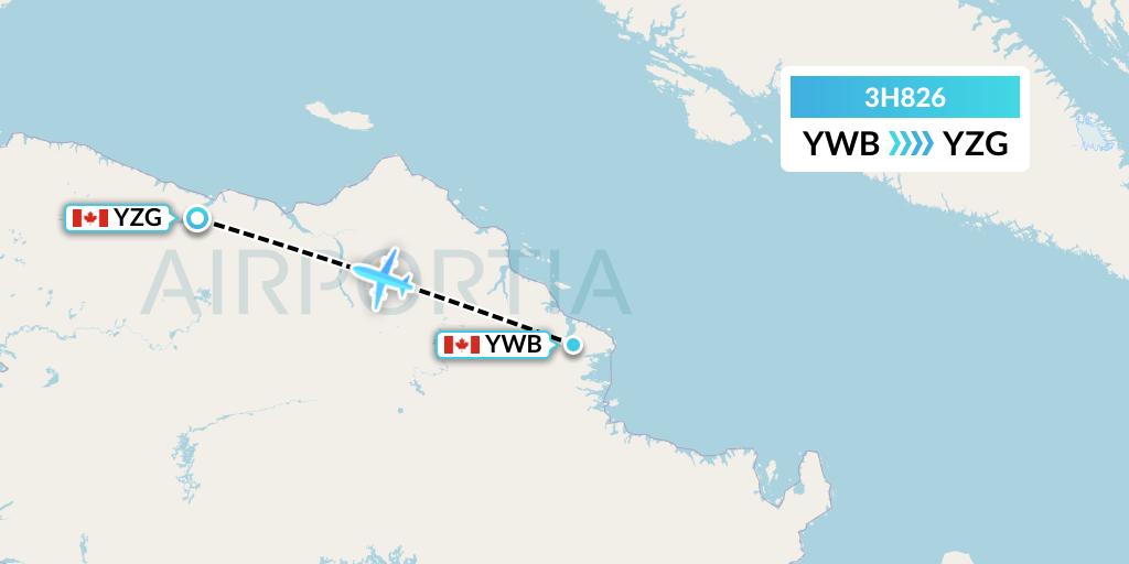 3H826 Air Inuit Flight Map: Kangiqsujuaq to Salluit