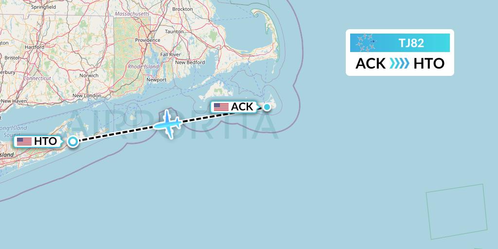 TJ82 Tradewind Aviation Flight Map: Nantucket to East Hampton
