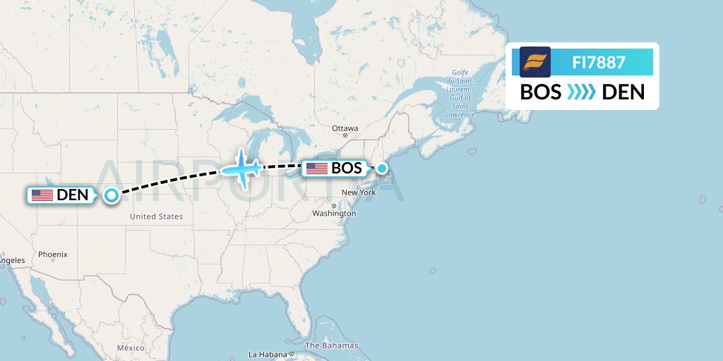 FI7887 Icelandair Flight Map: Boston to Denver