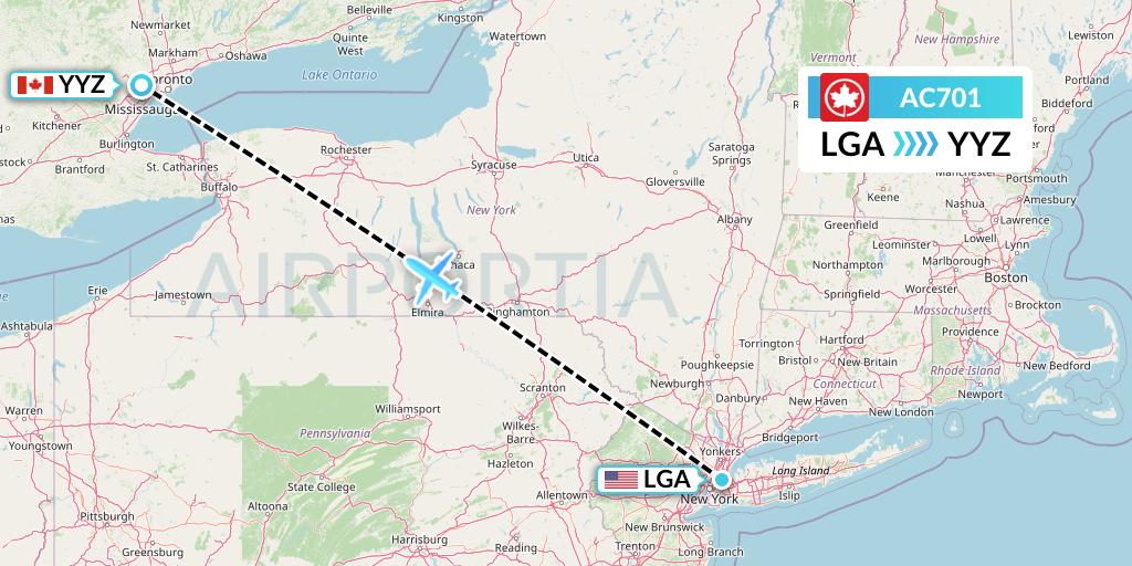 AC701 Air Canada Flight Map: New York to Toronto