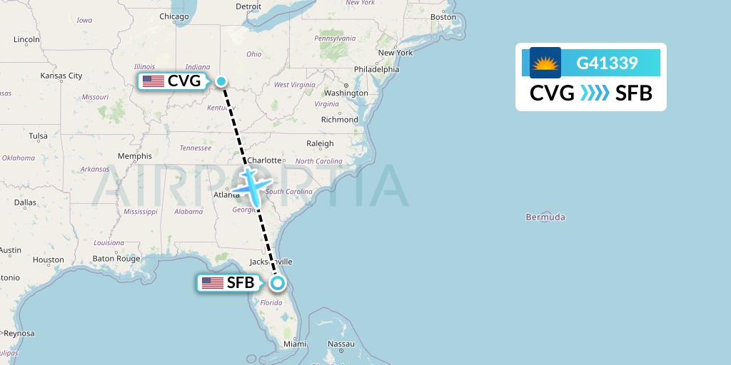 G41339 Allegiant Air Flight Map: Cincinnati to Orlando