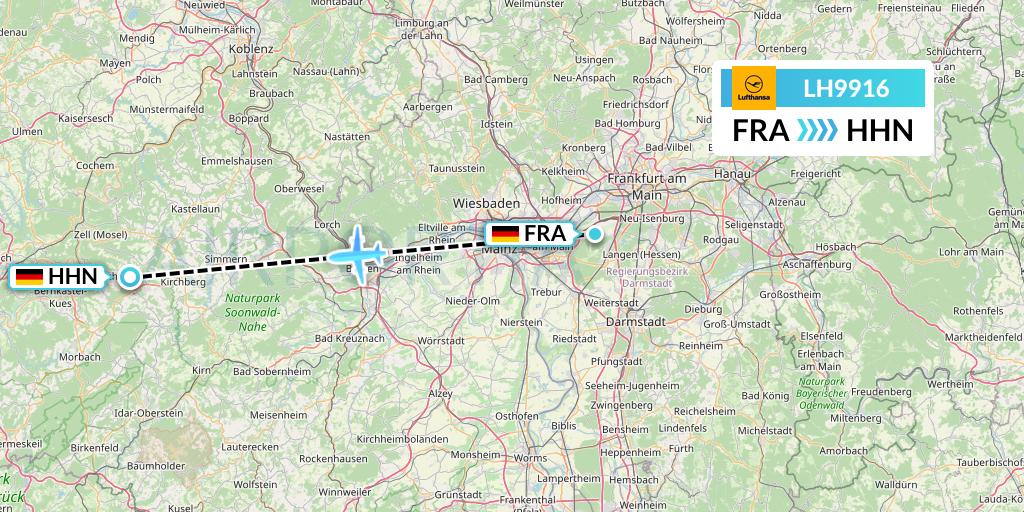 LH9916 Lufthansa Flight Map: Frankfurt to Hahn