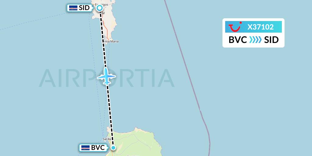 X37102 TUI fly Germany Flight Map: Boa Vista to Espargos