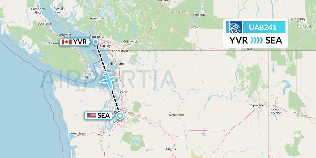 UA8241 United Airlines Flight Map: Vancouver to Seattle
