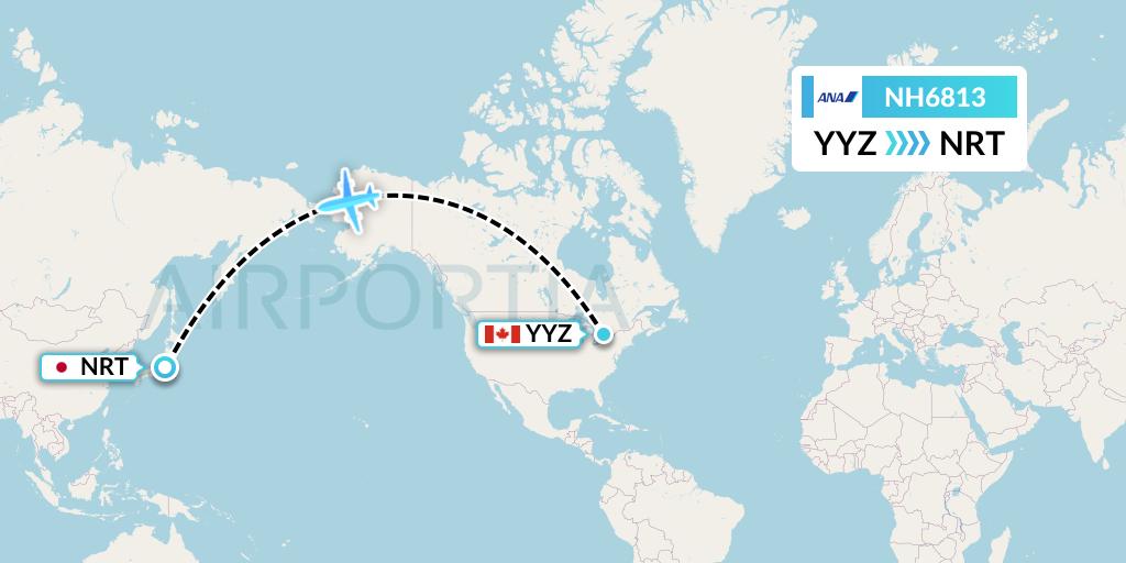 NH6813 All Nippon Airways Flight Map: Toronto to Tokyo