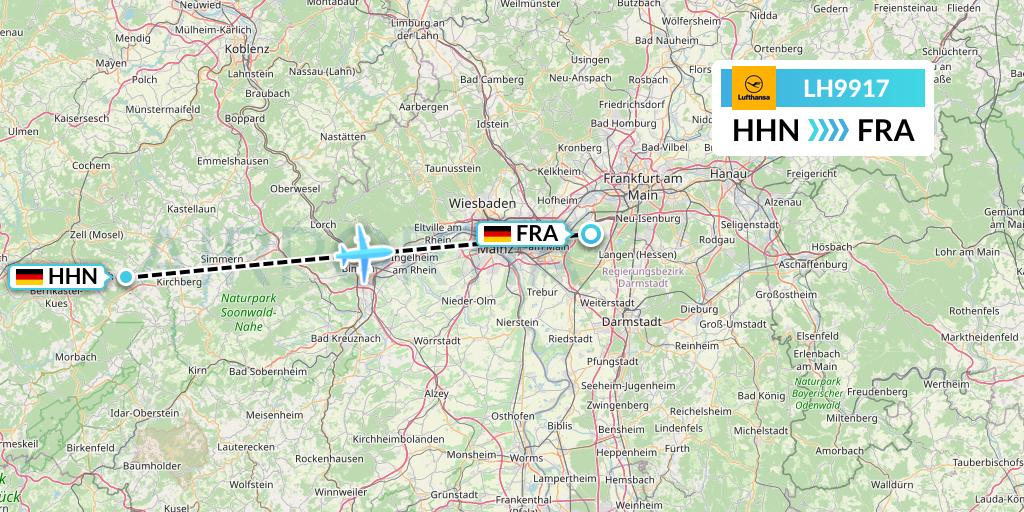 LH9917 Lufthansa Flight Map: Hahn to Frankfurt