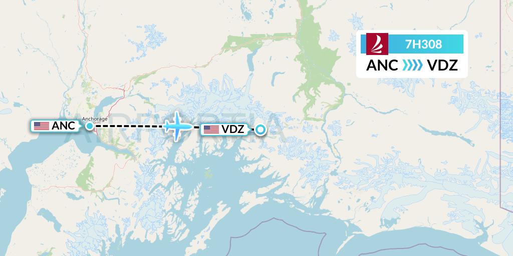 7H308 Ravn Alaska Flight Map: Anchorage to Valdez