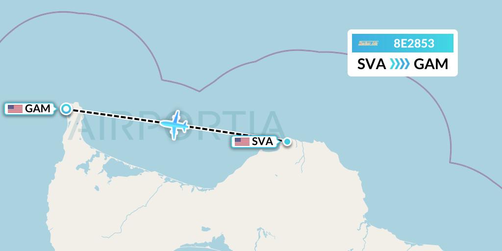 8E2853 Bering Air Flight Map: Savoonga to Gambell