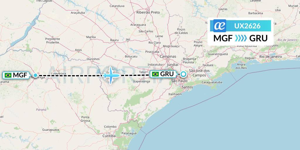 UX2626 Air Europa Flight Map: Maringa to Sao Paulo