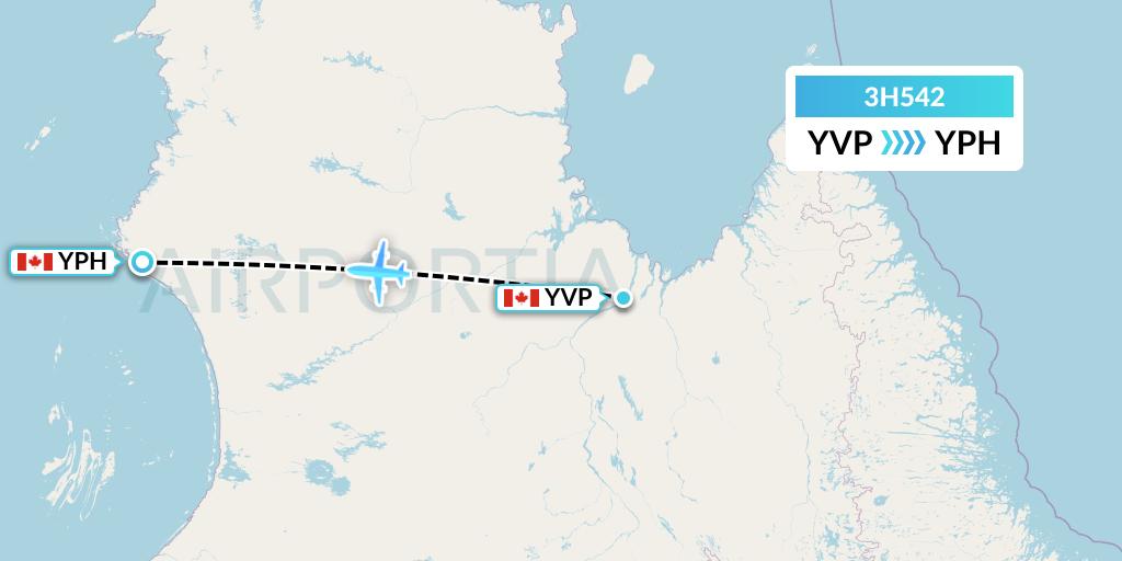 3H542 Air Inuit Flight Map: Kuujjuaq to Inukjuak