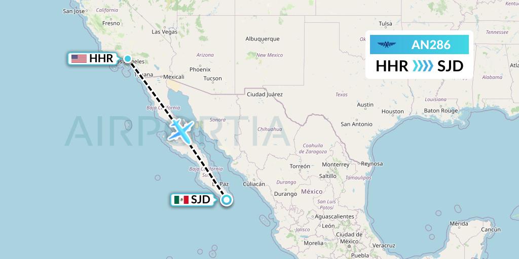 AN286 Advanced Air Flight Map: Hawthorne to San Jose del Cabo