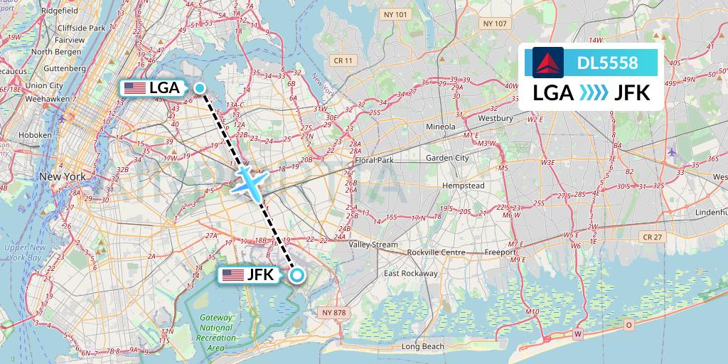 DL5558 Delta Air Lines Flight Map: New York to New York