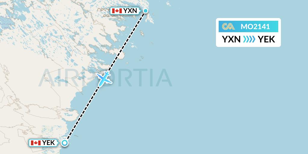 MO2141 Calm Air Flight Map: Whale Cove to Arviat