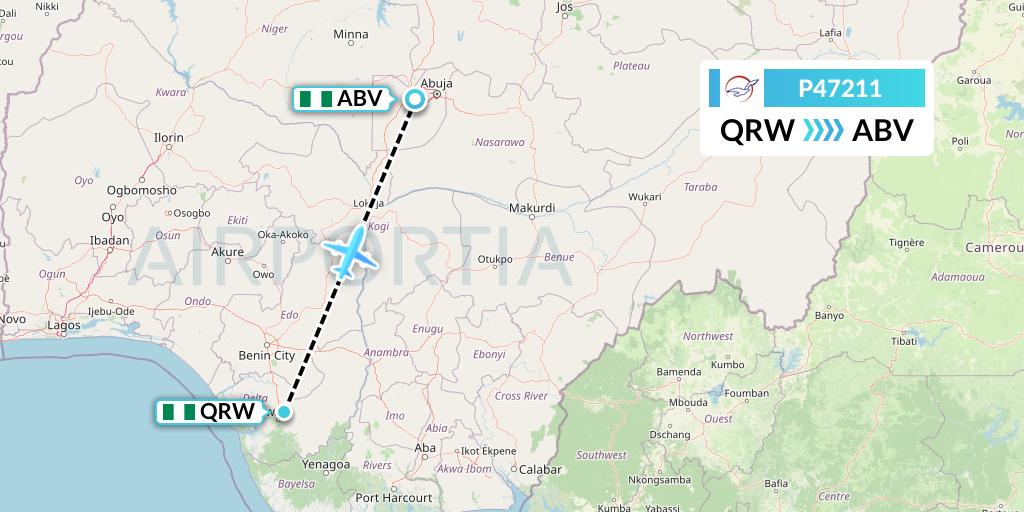P47211 Air Peace Flight Map: Warri to Abuja