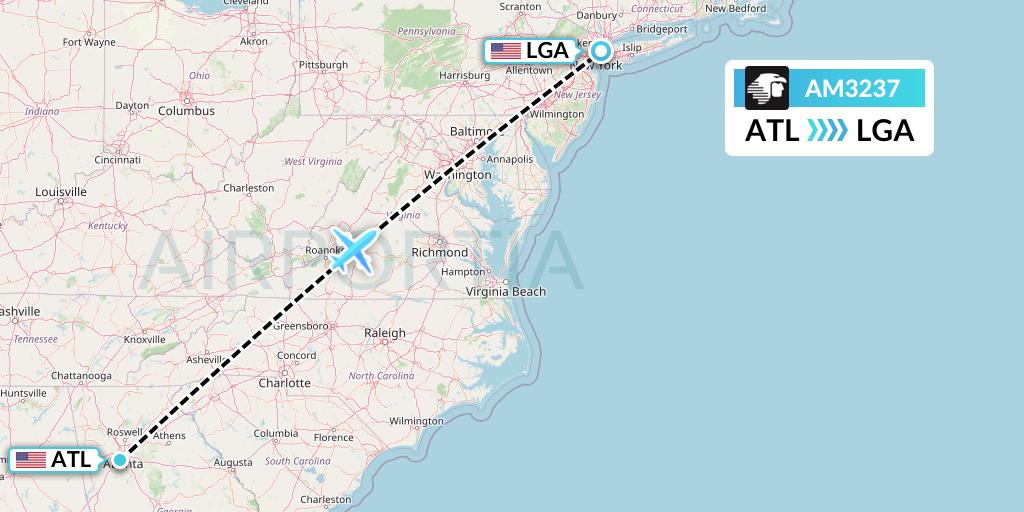 AM3237 Aeromexico Flight Map: Atlanta to New York