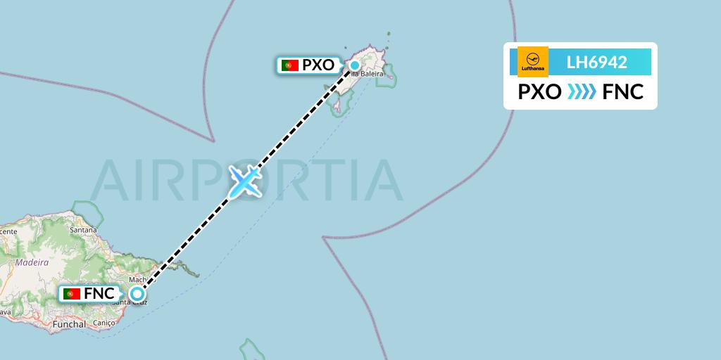 LH6942 Lufthansa Flight Map: Porto Santo to Funchal