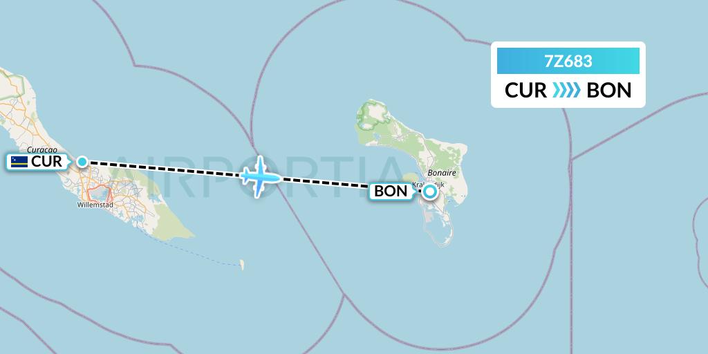 7Z683 EZ Air Flight Map: Willemstad to Bonaire