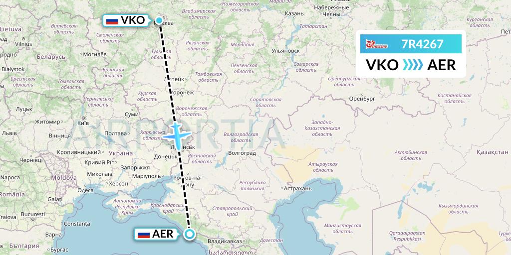 7R4267 Rusline Flight Map: Moscow to Sochi