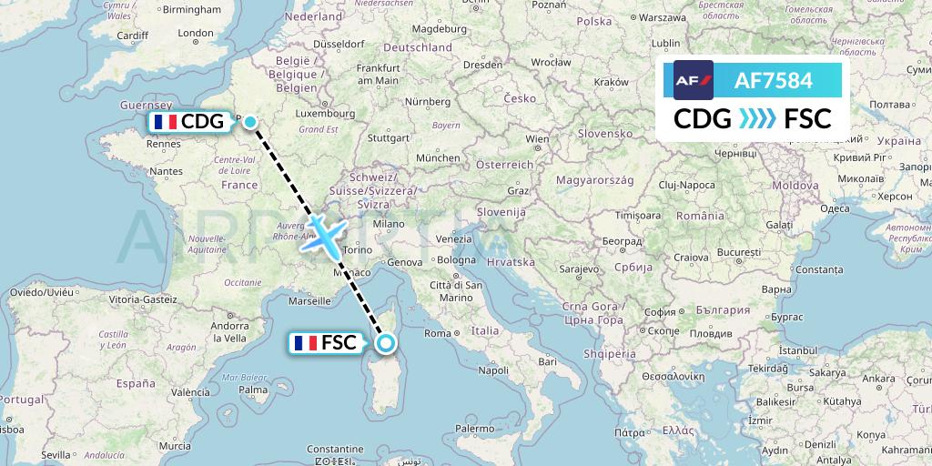 AF7584 Air France Flight Map: Paris to Figari