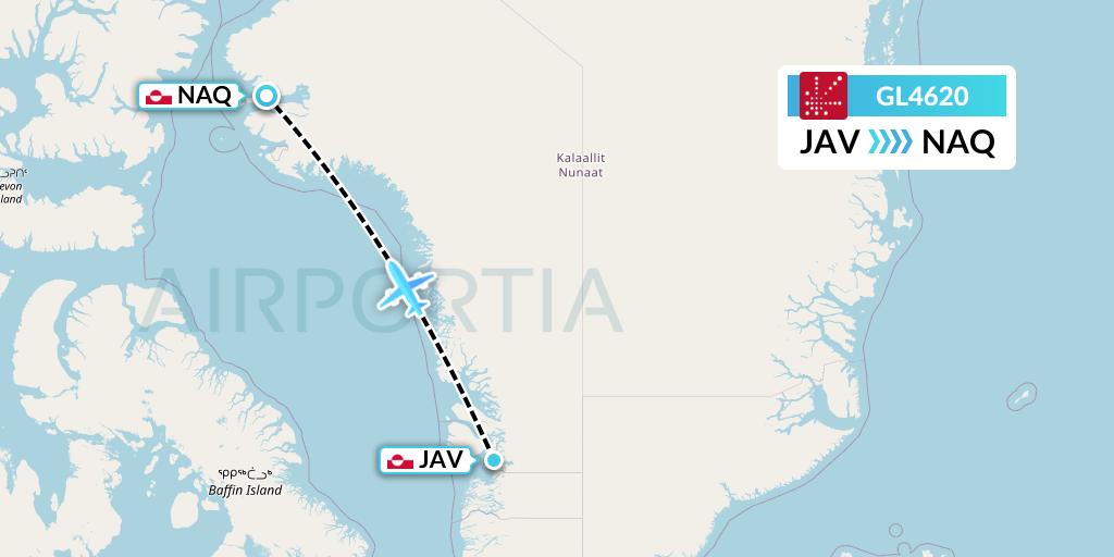 GL4620 Air Greenland Flight Map: Ilulissat to Qaanaaq