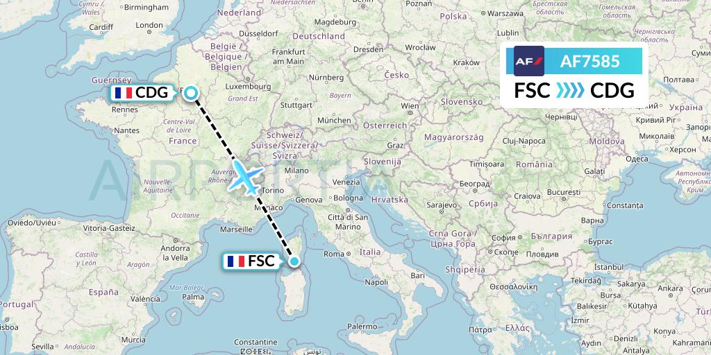 AF7585 Air France Flight Map: Figari to Paris