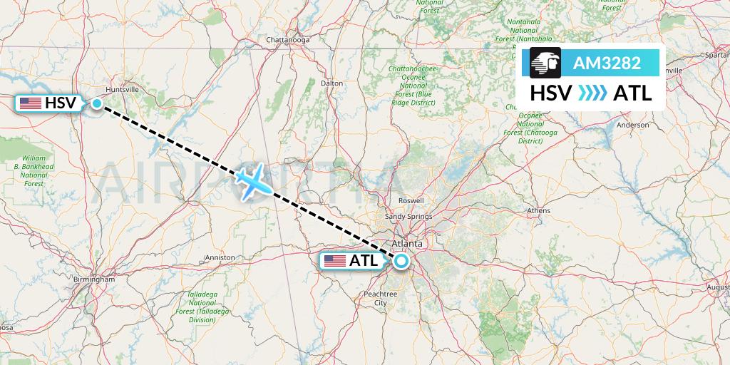 AM3282 Aeromexico Flight Map: Huntsville to Atlanta