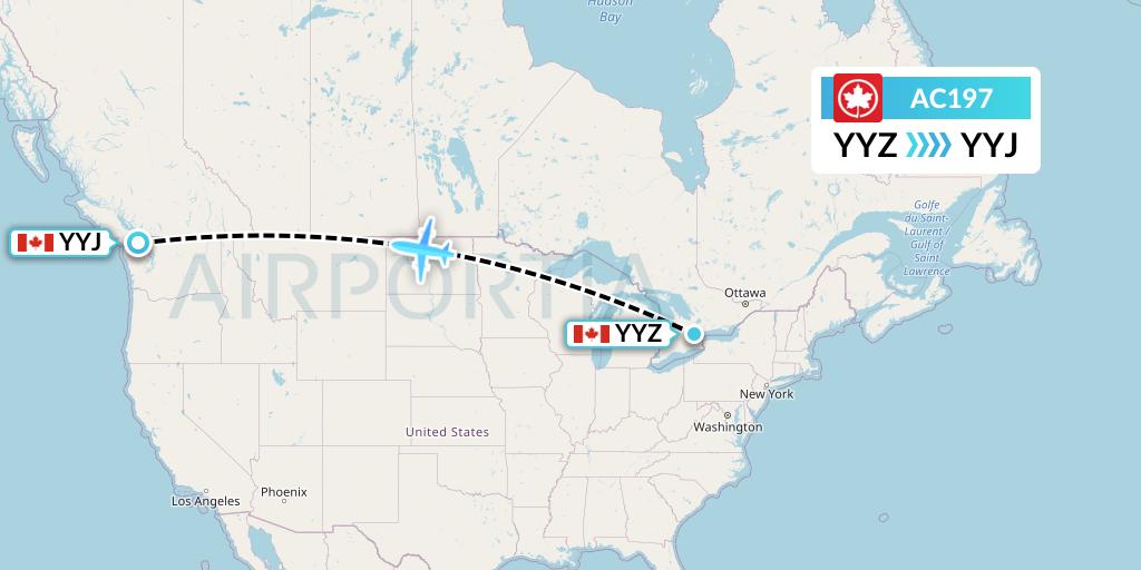 AC197 Air Canada Flight Map: Toronto to Victoria