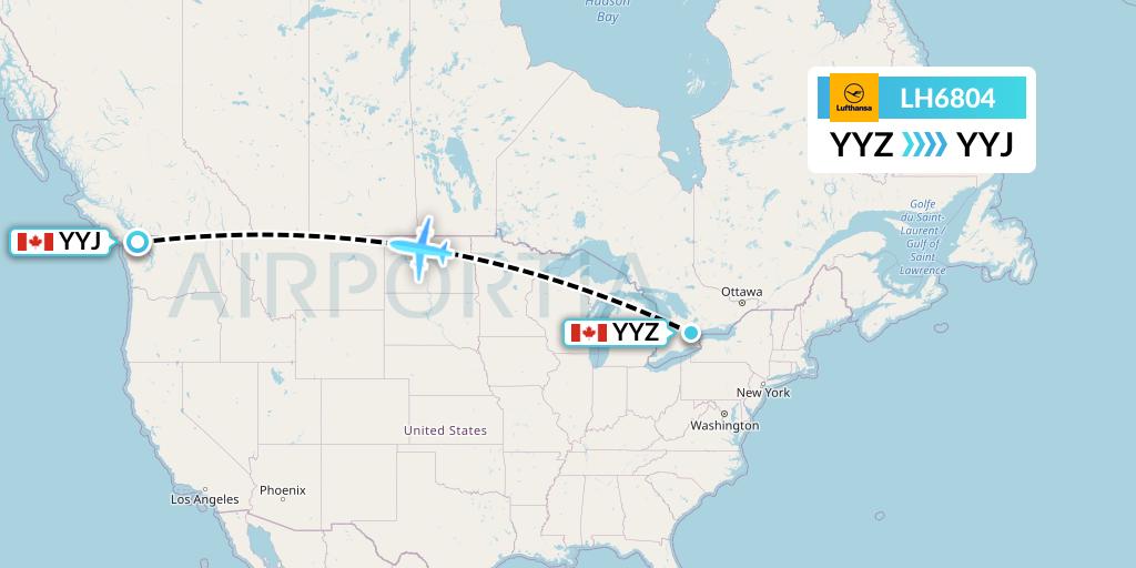LH6804 Lufthansa Flight Map: Toronto to Victoria