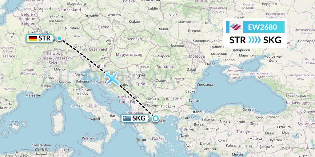 EW2680 Eurowings Flight Map: Stuttgart to Thessaloniki