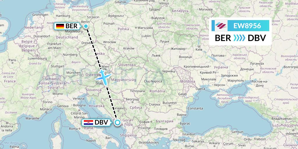 EW8956 Eurowings Flight Map: Berlin to Dubrovnik