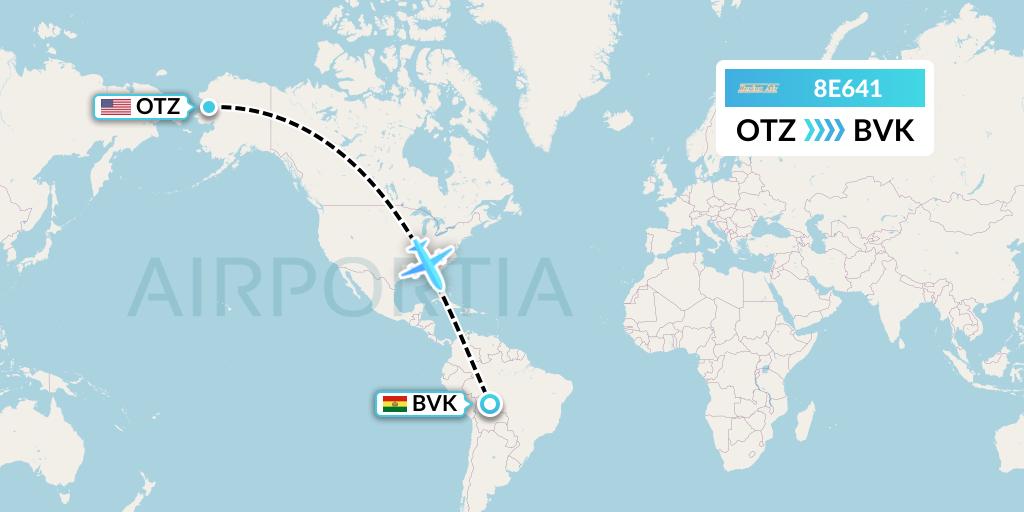8E641 Bering Air Flight Map: Kotzebue to Itenes