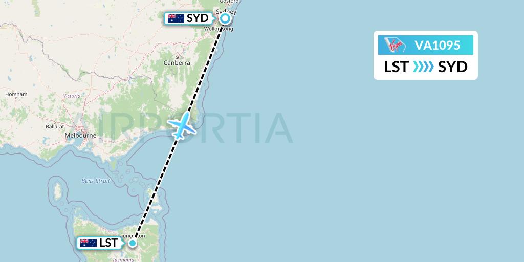 VA1095 Virgin Australia Flight Map: Launceston to Sydney