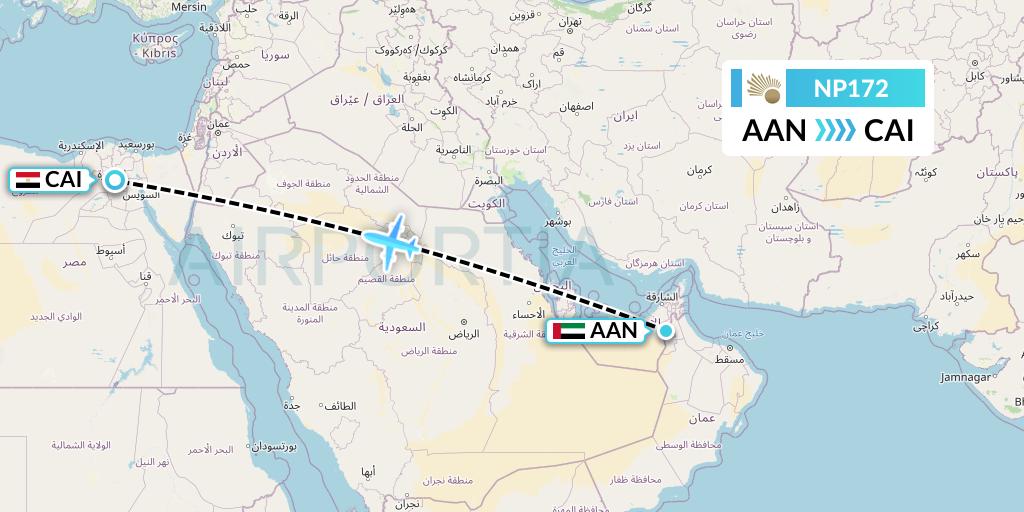 NP172 Nile Air Flight Map: Al Ain to Cairo