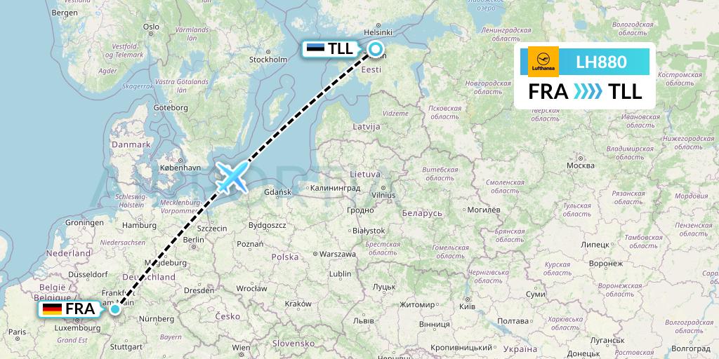 LH880 Lufthansa Flight Map: Frankfurt to Tallinn