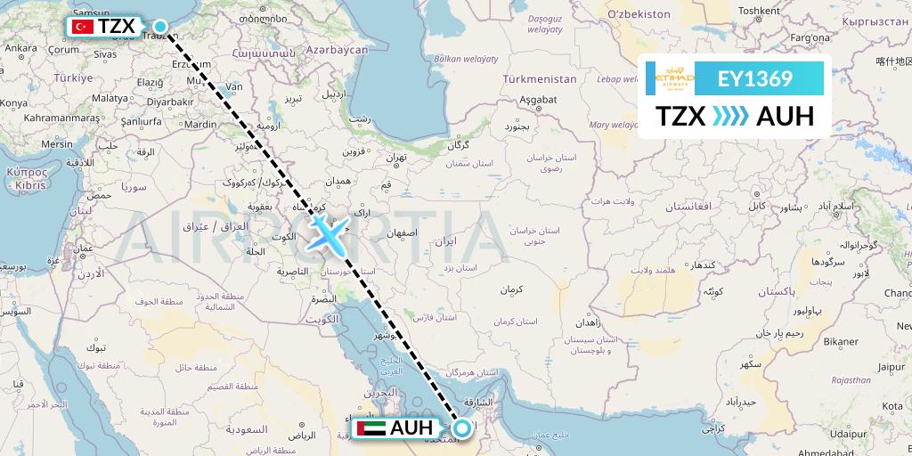 EY1369 Etihad Airways Flight Map: Trabzon to Abu Dhabi