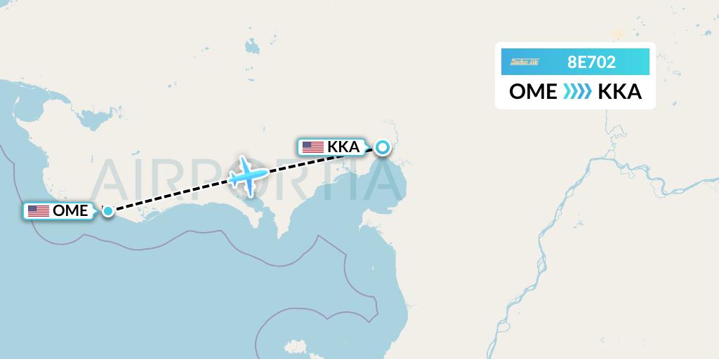 8E702 Bering Air Flight Map: Nome to Koyuk