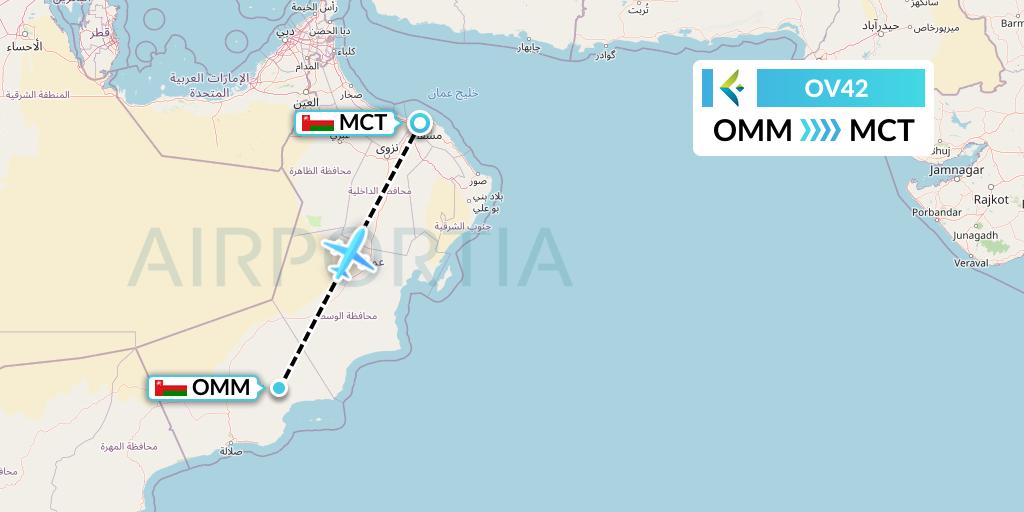OV42 SalamAir Flight Map: Marmul to Muscat