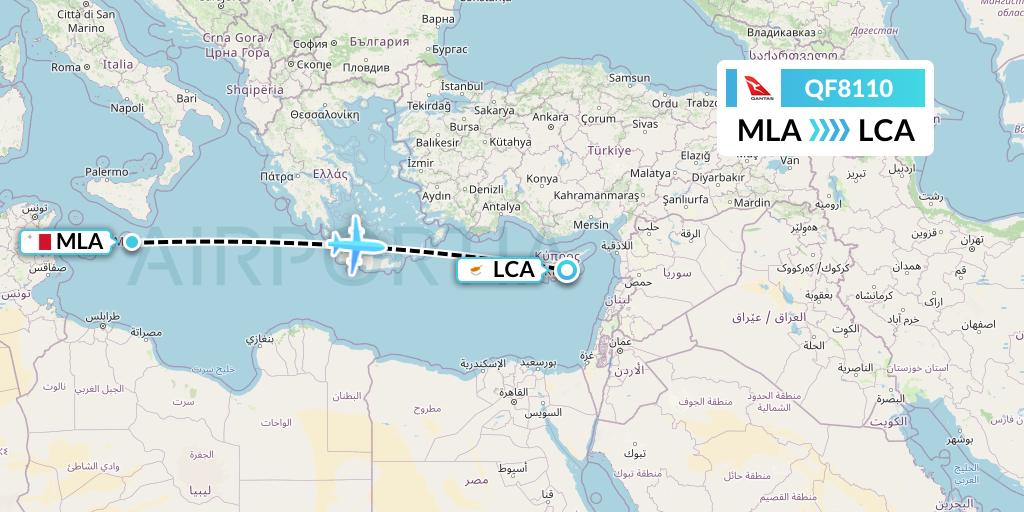 QF8110 Qantas Flight Map: Malta to Larnaca