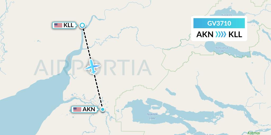 GV3710 Grant Aviation Flight Map: King Salmon to Levelock